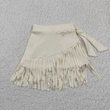 Fashion Girl's Corduroy Material White New Tassel Skirt