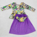 Mardi Gras Purple Baby Cute Tulle Girl's Bummie Set