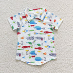 New Fish Hook Short Sleeves Buttons Boy's Shirt