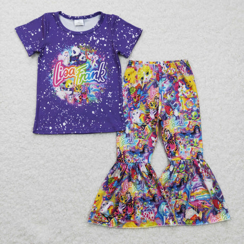 GSPO0343 Cartoon Colorful Tiger Purple Girl's Set