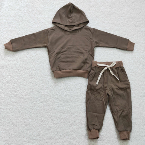 SALE BLP0165 Boutique New Dark Brown Hoodie 2 Pcs Sweater Set
