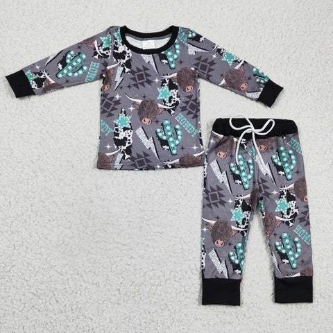 SALE BLP0154  HOWDAY Western Cactus Cow Grey Boy's Set