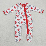 New Red Crawfish Zipper Baby Boy's Romper