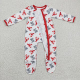 New Red Crawfish Zipper Baby Boy's Romper