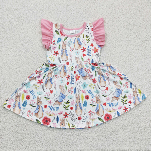 Easter Rabbit Cartoon Pink Girl's Dress