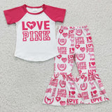 SALE D13-27 Love pink short shirt bell-bottomed pants