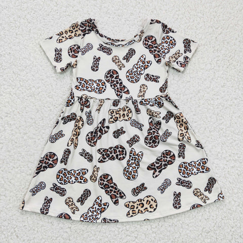 Easter Bunny Leopard Brown Girl's Dress