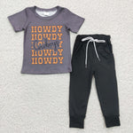 HOWDY Letters Cowboys Grey Black Boy's Set