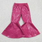 Boutique Pink Leather Flared Girl's Pants