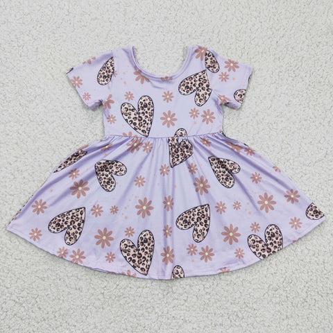 Flower Leopard Love Purple Girl's Dress