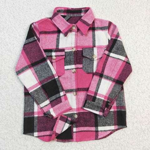 New Children's Plaid Flannel Shirt Pink Boy's Girl's Shirt Coat