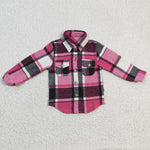 New Children's Plaid Flannel Shirt Pink Boy's Girl's Shirt Coat