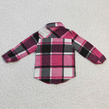 New Children's Plaid Flannel Shirt Pink Boy's Girl's Shirt Coat