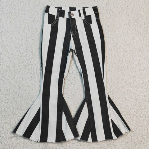 Fashion Jeans Black Stripe Denim Flared Girl's Pants