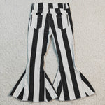 Fashion Jeans Black Stripe Denim Flared Girl's Pants