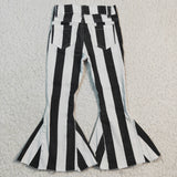 Fashion Jeans Black Stripe Denim Flared Girl's Pants