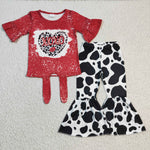 GSPO0365 Valentine's Day XOXO Love Red Leopard Girl's Set