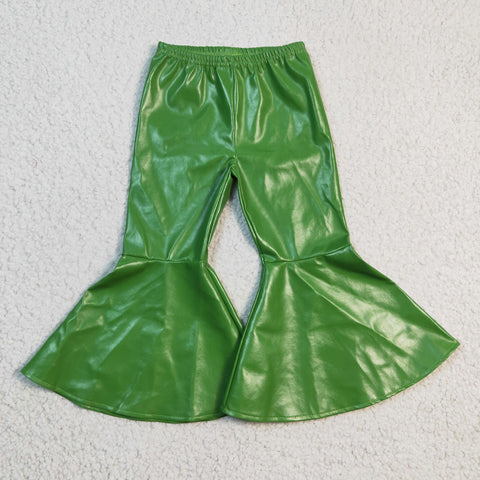 Boutique Green Leather Flared Girl's Pants
