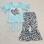 Kind Bee Sky Blue Leopard Girl's Set