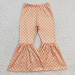 P0057 Fashion Plaid Girl's Flared Bell Bottom Pants