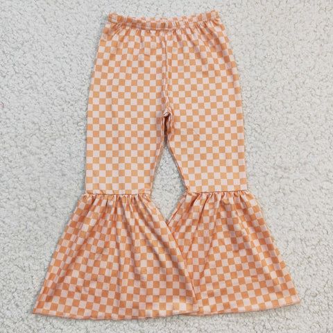 P0057 Fashion Plaid Girl's Flared Bell Bottom Pants