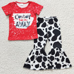 GSPO0483 Cowboy take me away Cow Red Girl's Set