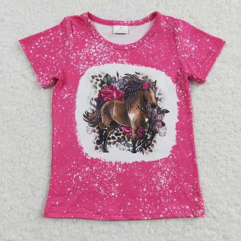 Horse Leopard Rose Pink Girl's Shirt Top
