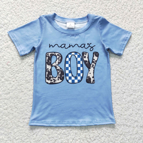 BT0183 Mama's boy Blue Short Sleeves Boy's Shirt