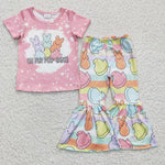 GSPO0435 Easter Oh For PEEP SAKE Bunny Pink Stripe Girl's Set