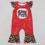 SR0149 Crawfish Red Leopard Baby Cute Girl's Romper