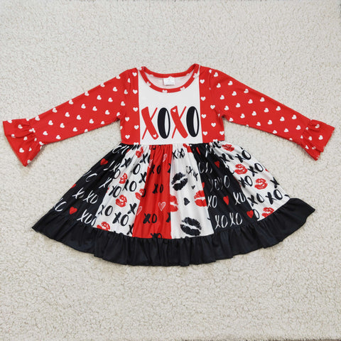 GLD0174 XOXO LOVE Red Twirl Girl's Dress