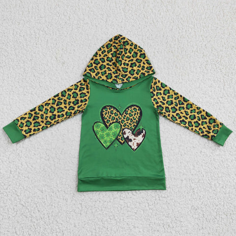 GT0074 Lucky Green Love Leopard Hoodie Boy's Shirt