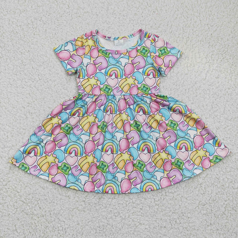 GSD0171 LUCKY charm Rainbow Colorful Girl's Dress