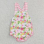 A17-9-2 Summer Pink Flower Baby Cute Girl's Romper