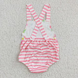 A17-9-2 Summer Pink Flower Baby Cute Girl's Romper