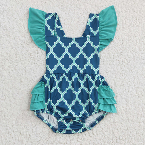 Summer Green Geometry Baby Cute Girl's Romper