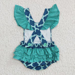 Summer Green Geometry Baby Cute Girl's Romper