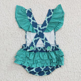 Summer Green Geometry Baby Cute Girl's Romper