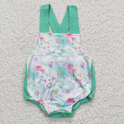 Summer Green Flower Baby Cute Girl's Romper