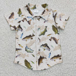 BT0179 Fish Khaki Short Sleeves Buttons Boy's Shirt