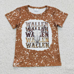 GT0115 WALLEN Skull Bull Khaki Tie Dry Girl's Shirt Top
