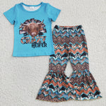 GSPO0372 Western HEIFER Blue Leopard Girl's Set