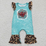 SR0151 Let's get Cray cray Crawfish Leopard Blue Baby Cute Girl's Romper