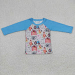 BT0110 Boy's Farm Horse Blue Pig Cute Shirt Top