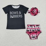 GBO0072 BOWS BOBBERS Fish Fook Black Girl's Bummie Set