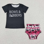 GBO0072 BOWS BOBBERS Fish Fook Black Girl's Bummie Set