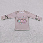 GT0103 Girl's Don't Worry Be Hoppy Rabbit Leopard Khaki Shirt Top