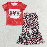 GSPO0432 Peace Love Crawfish Red Leopard Girl's Set