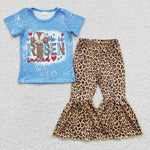 GSPO0274 Easter He is risen indeed Blue Leopard Girl's Set