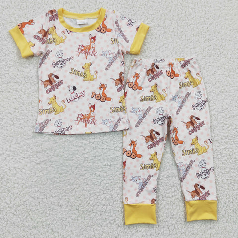 SALE BSPO0078 Cartoon Tiger Yellow Boy's Set Pajamas